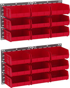 Akro-Mils 4-Pack 18"x19" Steel Wall Mount Louvered Panel with 6-Pack of 11 x11 x5 AkroBins Stackable Plastic Storage Bins (Yellow), Organization Bundle for Garage, Workshop, Classroom
