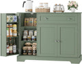 HOSTACK Buffet Cabinet with Storage, Modern Sideboard Buffet with Doors, Wood Coffee Bar Kitchen Storage Cabinet with Drawer and Adjustable Shelf for Kitchen, Dining Room, Living Room, Green
