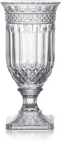 Joeyan 13" Glass Urn Vase,Tall Centerpiece with Ripple Diamond Pattern,Thickened Vase for Home, Wedding Parties