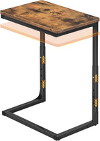5-Level Adjustable C Side Table - End Table Living Room Bedroom Indoor Small C Shaped Couch Tray Desk, Farmhouse Brown
