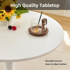 Round Dining Table, 31.5" Circle Tulip Table with Thickened Tabletop & Metal Pedestal, Mid Century Modern Bistro Table for Kitchen, Small Places, Living Room, Cafe (White)