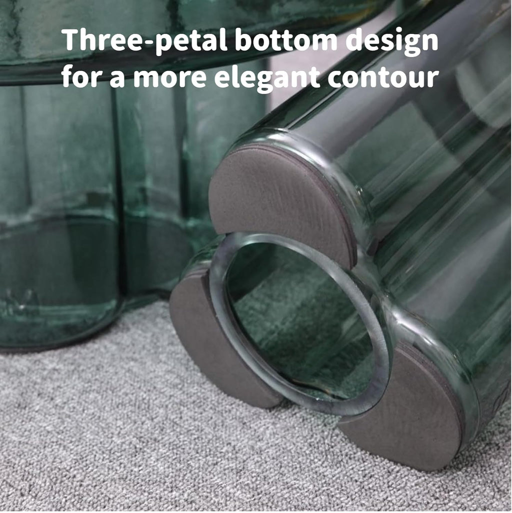 Hand Blown Tempered Glass Round Side Table Flame Shaped Modern End Table for Living Room Bedroom Office Small Space Accent Furniture