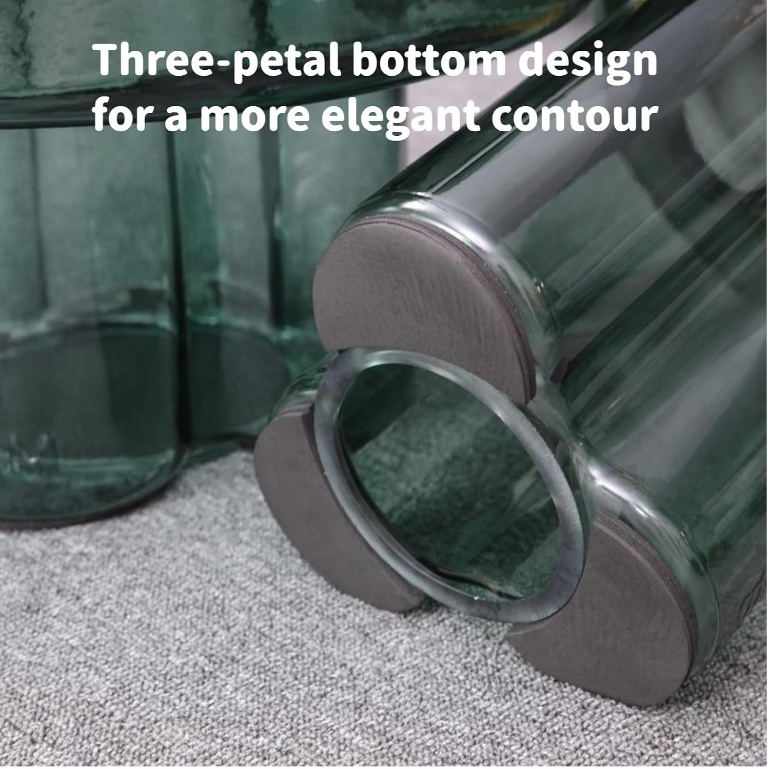 Hand Blown Tempered Glass Round Side Table Flame Shaped Modern End Table for Living Room Bedroom Office Small Space Accent Furniture