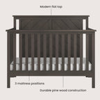 Child Craft Hampton Flat Top Crib and Changing Table Nursery Set, 2-Piece, Includes 4-in-1 Convertible Crib and Changing Table, Grows with Your Baby (Dapper Gray)