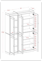 Palace Imports Solid Wood Kitchen Pantry Cabinet - 71.5" H x 48.5" W - Wooden Storage Cabinet w/ 6 Shaker Doors & 8 Adjustable Shelves - Antique Blue, 100% Renewable Eco-Friendly Wood, Made in Brazil