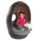 Excellerations Indoor/Outdoor Wicker Egg Reading Nook for Kids