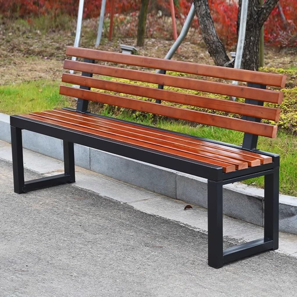 Patio Benches for Outdoors Outdoor Park Chair Solid Wood Backrest Square Leisure Bench Plastic Playground Community Indoor Rest Garden Benches for Outdoors