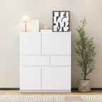 Mid-Century Storage Cabinet, with 4 Doors and 2 Drawers, Shoe Rack for Entryway Hallway Living Room,for Kitchen Home