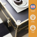 Rhino Trunk & Case Classic Camp & College Trunk with Antique Brass Hardware - 30"x17"x13", 1500+ lbs Capacity - Soft-Close Lid. Strong, USA Made Summer Camp Footlocker and Secure Dorm Storage Chest