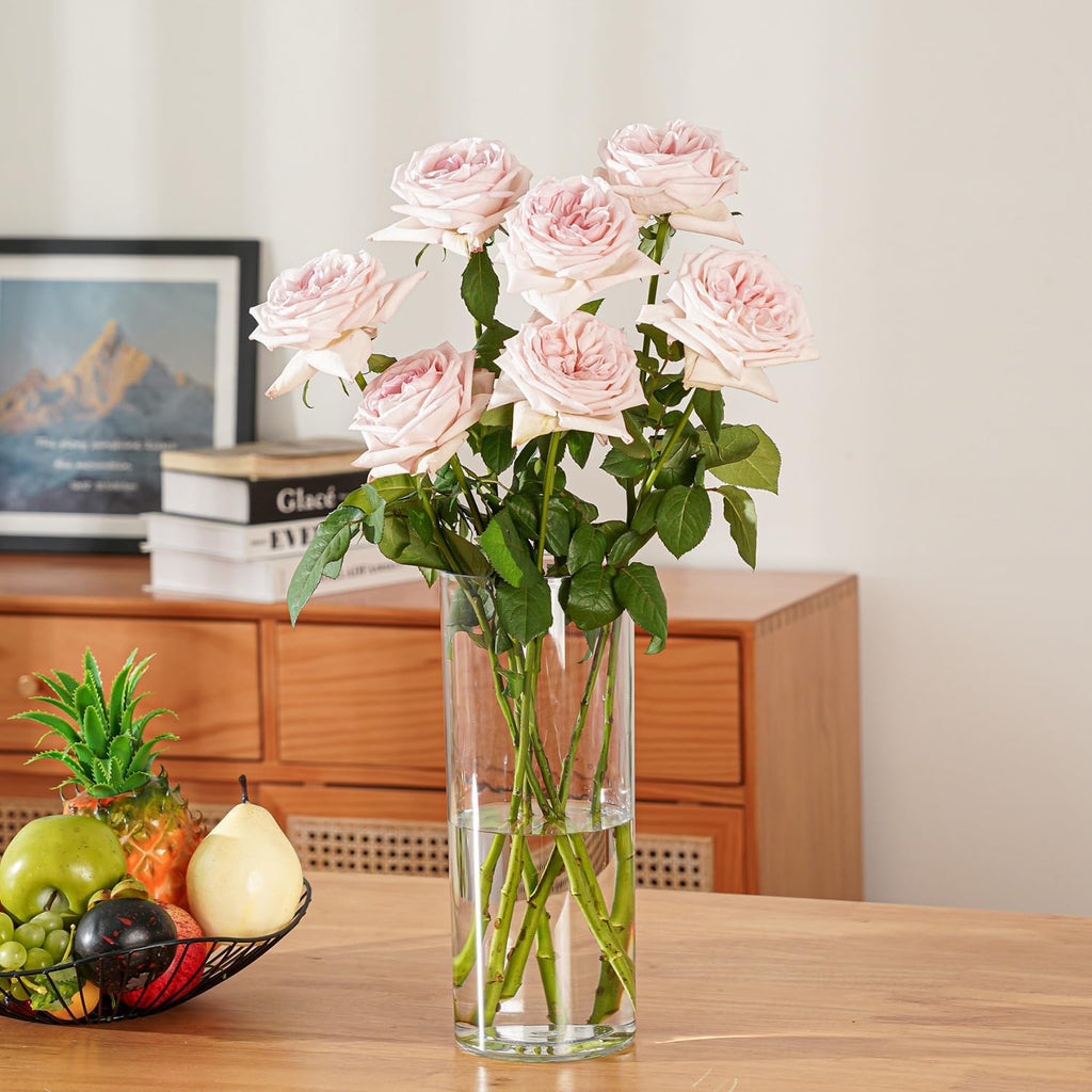 Flower Vase Acrylic Cylinder,7.86" Tall Clear Vase for Centerpieces,Wedding Decorative,Home Décor, Non Breakable Plastic, 3.94" x 7.86" Tall Round - Clear
