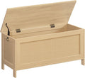 HOOBRO 39.4'' Storage Bench, Large Toy Box, Storage Chest with Faux Rattan Decoration, Toy Storage Organizer, Safety Hinge and Sturdy Support, for Living Room, Bedroom, Natural NL101CW01