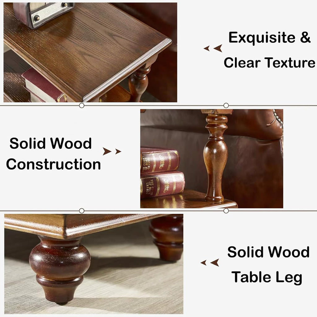 YUNMUAIR-Narrow End Table with Drawer and Storage Shelf Mid Century Side Tables for Living Room Solid Wood Sofa Table 14.17 "W Slim Beside Table Vintage Accent Table for Living Room,No-Tools Assembly