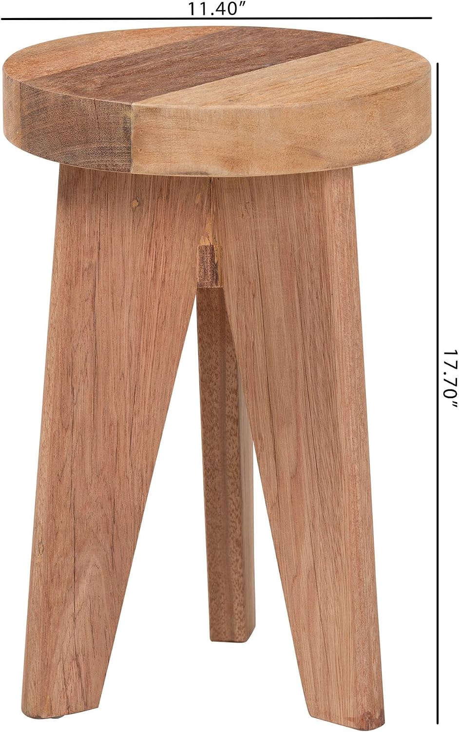 Bali & pari Sayen Acacia Wood Multipurpose Accent Stool - Sculptural End Table with Flared Tripod Base for Living Room, Bedroom or Dining Room