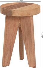 Bali & pari Sayen Acacia Wood Multipurpose Accent Stool - Sculptural End Table with Flared Tripod Base for Living Room, Bedroom or Dining Room