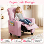 INFANS Kids Recliner, Toddler Lounge Chair with Adjustable Backrest Footrest Cup Holder Side Pockets, PU Leather Toddler Couch