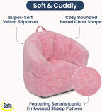 Delta Children - Serta Kids Plush Barrel Toddler Chair, Soft Foam Chair Bean Bag Chair Alternative for Boys and Girls, Cozy Seat for Reading, Watching Cartoons, Playroom Nursery Bedroom, Pink