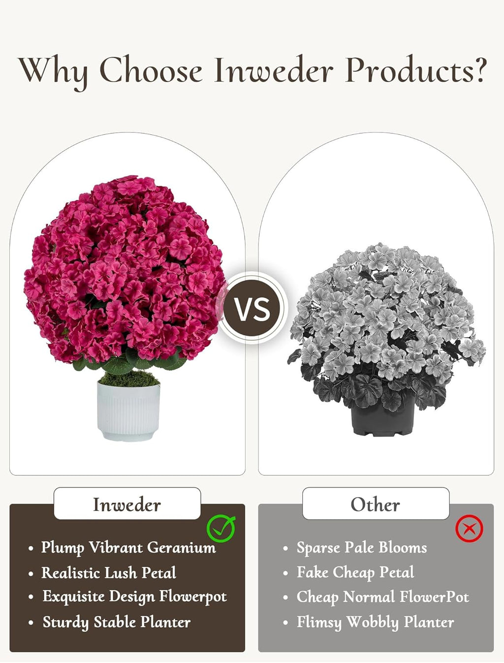Faux Geraniums for Outdoor Planters: 26” Faux Flower Topiary Ball with Pot Set of 2 for Patio Porch - Hot Pink UV Resistant Silk Geraniums for Outdoors Front Door