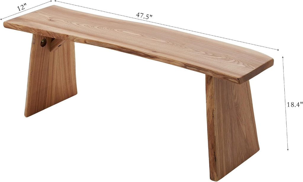 Elm Wood Dining Bench Bedroom BenchesIn Footrest Stool Accent Bench for Entryway Dining Room Living Room Bedroom End of Bed Long 47.6IN