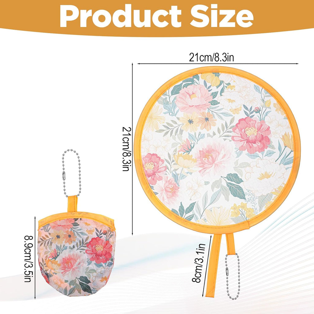 6PCS Floral Round Foldable Hand Fan, 6 Styles Round Folding Fan Japanese Cooling Fans Portable Handheld RoundFans for Indoor & Outdoor Travel Events Party Festival