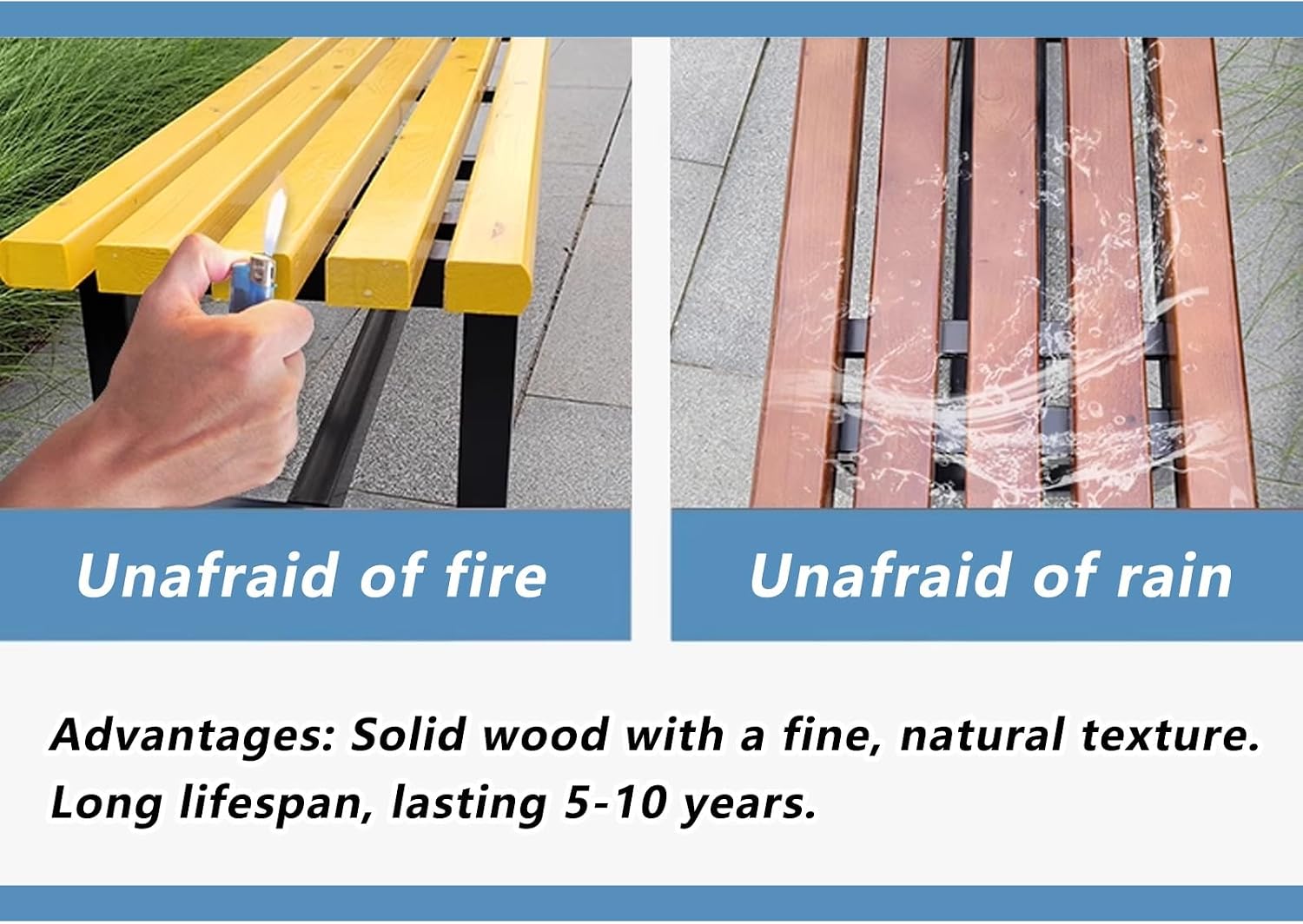 Patio Benches for Outdoors Solid Wood Seat More Stable and Durables not Easy to Shake Strong and Durables for Patio Lawn Balcony Yard Porch and Indoor(Dark Wood Grain,120cm/47in)