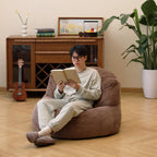 N&V Large Crescent Bean Bag Chair, Adult Size Bean Bag Sack, Foam Filling, Soft Premium Corduroy Bean Bag for Living Room Bedroom Dorm and Office (Brown Sugar)