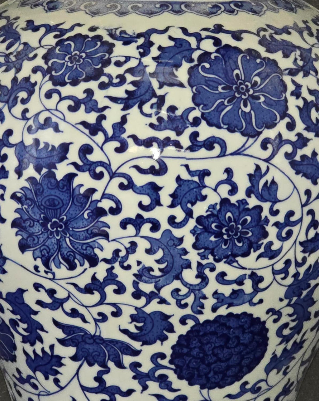 24" Classic Blue and White Floral Porcelain Ceramic Temple Ginger Jar Vase, Large China Qing Style (Blue and White 24-5)
