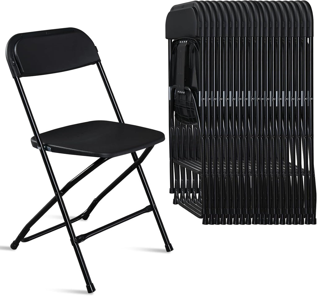 50pcs Folding Chair, Plastic Chairs with 330-Pound Capacity, Easy to Fold and Store Suitable for Indoor & Outdoor, Wedding, Party, Restaurant, Meeting Room, Patio and Garden, Black