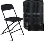 50pcs Folding Chair, Plastic Chairs with 330-Pound Capacity, Easy to Fold and Store Suitable for Indoor & Outdoor, Wedding, Party, Restaurant, Meeting Room, Patio and Garden, Black
