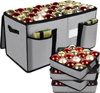 Christmas Ornament Storage Box with Dividers, Christmas Balls Storage Containers with Zipper & 8 Removable Trays, Holds Up to 128 Balls - 600D Oxford Christmas Decoration Storage Organizer (Gray)