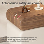 Stylish Rotatable Solid Wood Bedside Table Double Drawers Storage Cabinet with Rounded Corners Ball Feet for Living Room Creative idea(Brown Khaki,40 cm)