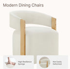 KISLOT Upholstered Dining Chairs Set of 4, Barrel Modern Dining Room Chairs with Casters, Kitchen Side Wooden Armchair with Fabric Cushion Seat for Bedroom, Livingroom, Reading Room, Beige, 4 Boxs