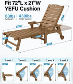 YEFU Chaise Lounge Chairs Set of 2 Outdoor,Pool Lounge Chair with Adjustable Backrest,All Weather Patio Lounge Chair with Cup Holder&Armrest,for Outside,Beach,Deck,Heavy Duty,400lbs Capacity(Teak)
