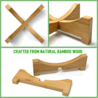 Football Display Stand – Natural Wood Ball Stand for Footballs, Basketballs, Soccer Balls, Memorabilia & Sports Collectibles, Bamboo Ball Holder for Desk Shelf