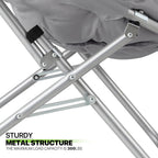 Magshion Oversized Folding Saucer Chair for Adults, Durable 600D Oxford Fabric & Sturdy Metal Frame, Comfy Circle Chair for Bedroom, Dorm, or Living Room (Grey, Set of 2)