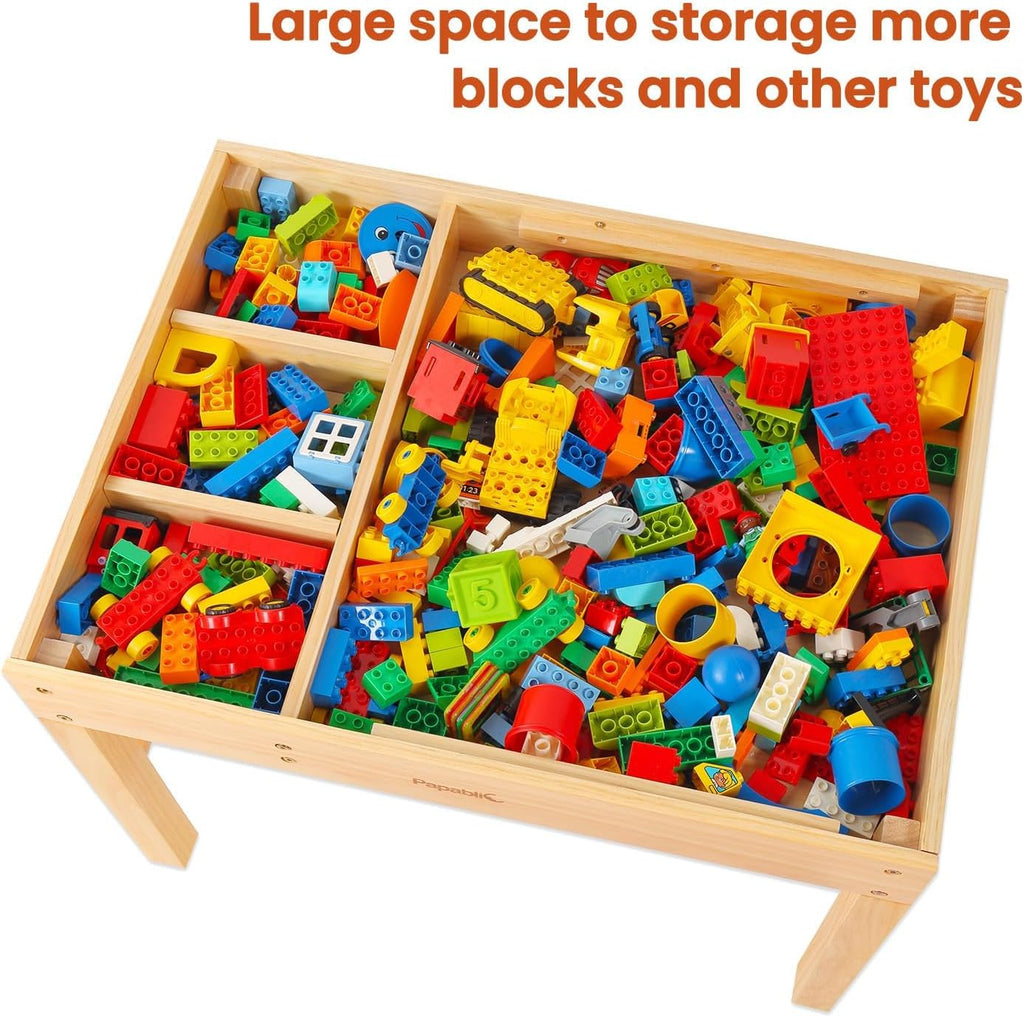 Papablic 2 in 1 Kid Activity Table with Large Storage for Older Kids Compatible with Lego Building Block for Boys Girls Birthday Day Gift