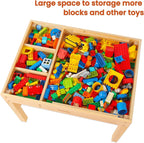 Papablic 2 in 1 Kid Activity Table with Large Storage for Older Kids Compatible with Lego Building Block for Boys Girls Birthday Day Gift
