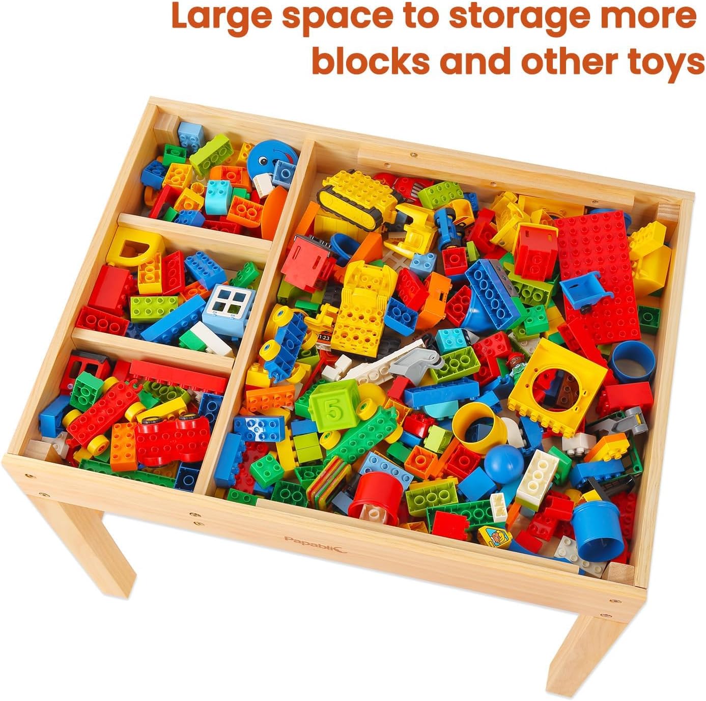 Papablic 2 in 1 Kid Activity Table with Large Storage for Older Kids Compatible with Lego Building Block for Boys Girls Birthday Day Gift