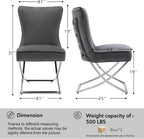 LOULENS Elegance Velvet Dining Chairs Set of 2, Luxurious Upholstered Tufted Dining Room Chairs, Glam Royal Velvet Accent Chairs with Stainless Steel Legs, Dark Gray