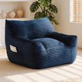 Bean Bag Chair for Adults & Kids, Giant Bean Bag Sofa with Side Pocket, Corduroy Beanbag Chair with Armrests, Comfy Stuffed Floor Sofa for Living Room Bedroom Dorm, Blue