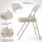 Folding Card Table and Chair Set of 5, No Assembly Required, Beige | Portable Square Card Table with 4 Padded Chairs, Foldable Chairs and Tables for Home, Indoor and Outdoor, Space-Saving