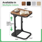 Kitstorack Ultra Stable & Durable End Table, Ajustable Height C Shaped Side Table for Couch, Sofa Side Table with Thickened Metal Frame for Living Room, Bedroom, Rustic