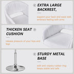 VECELO Large Wide Velvet Accent Chair, Adjustable Luxury Vanity & Dining Chair with Gold Barstool Base, 360°Swivel Upholstered Armchair for Living Room, Bedroom, Home Office, Pearl White