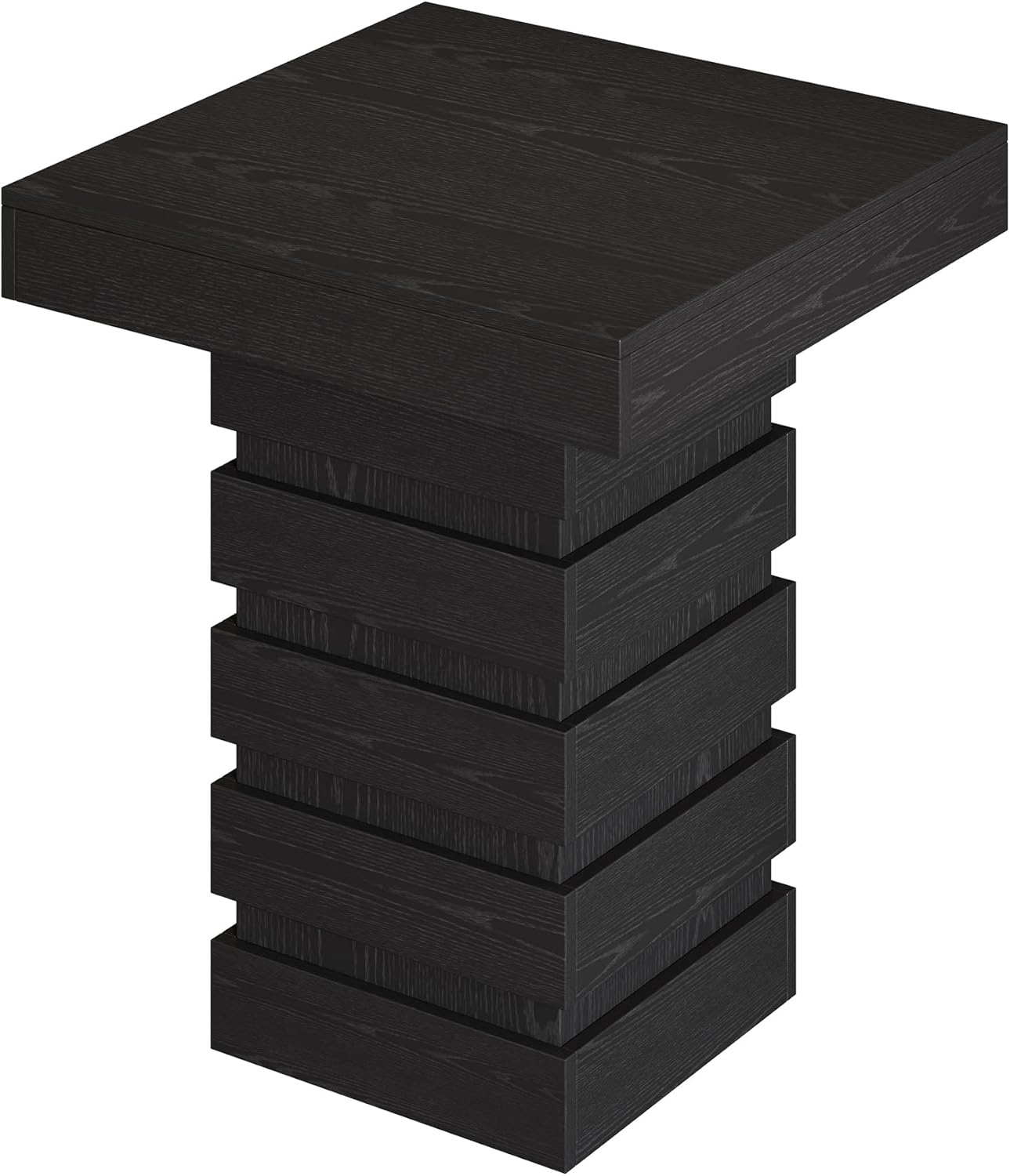 Tribesigns Square Bar Table, 37.4” H Modern Bar Height Pub Table with Stacked Block Base, Black High Top Bistro Table for Kitchen Nook, Living Room, Small Spaces (Table Only)