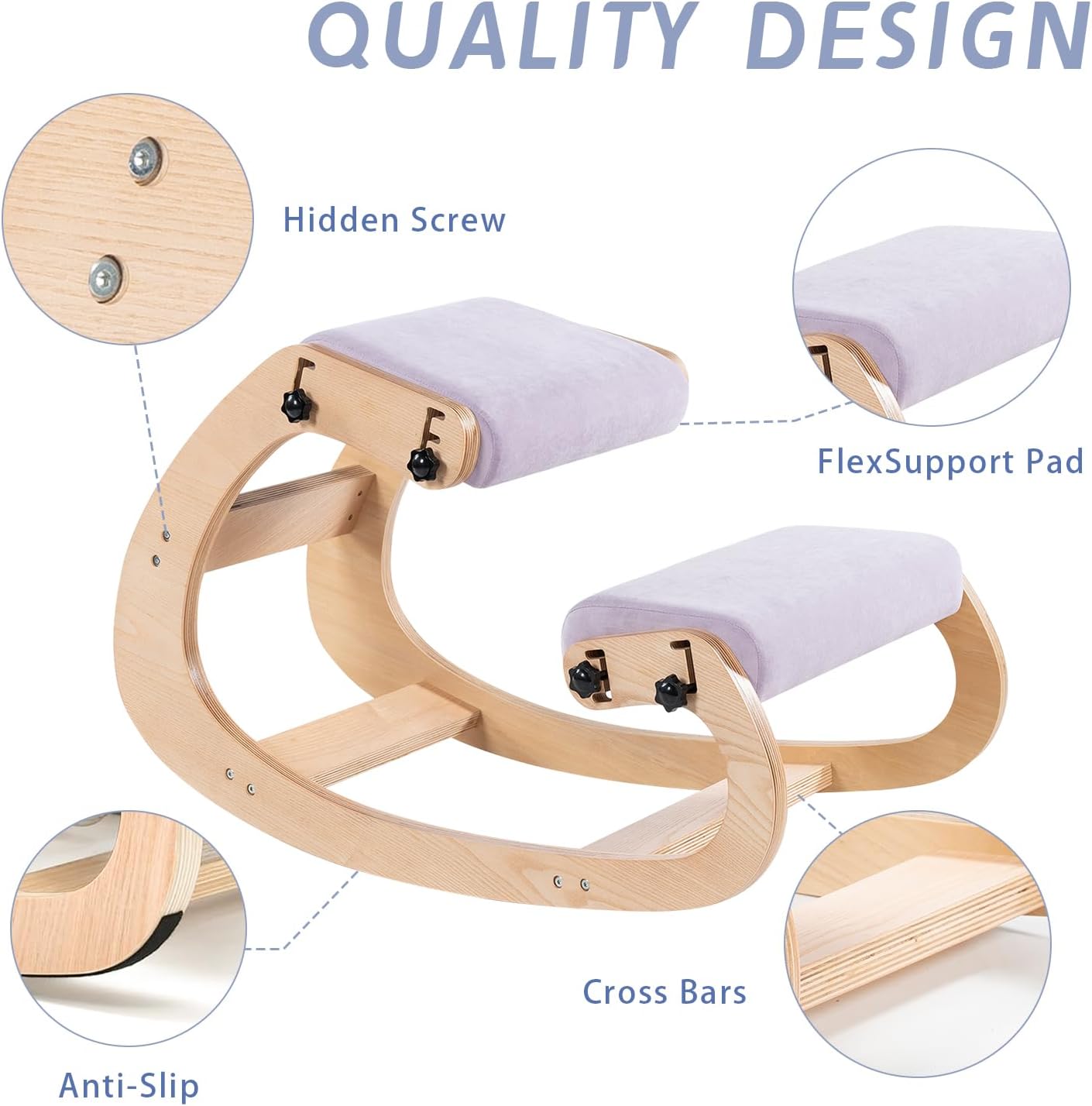 VDNEND Knee Chair Ergonomic for Office,Rocking Kneeling Chair Desk,Adjustable Posture Chairs for Relieve Neck or Back Pain,Balance Chairs for Work,Meditation,Home,Gifts for Men,Women,Her,Him