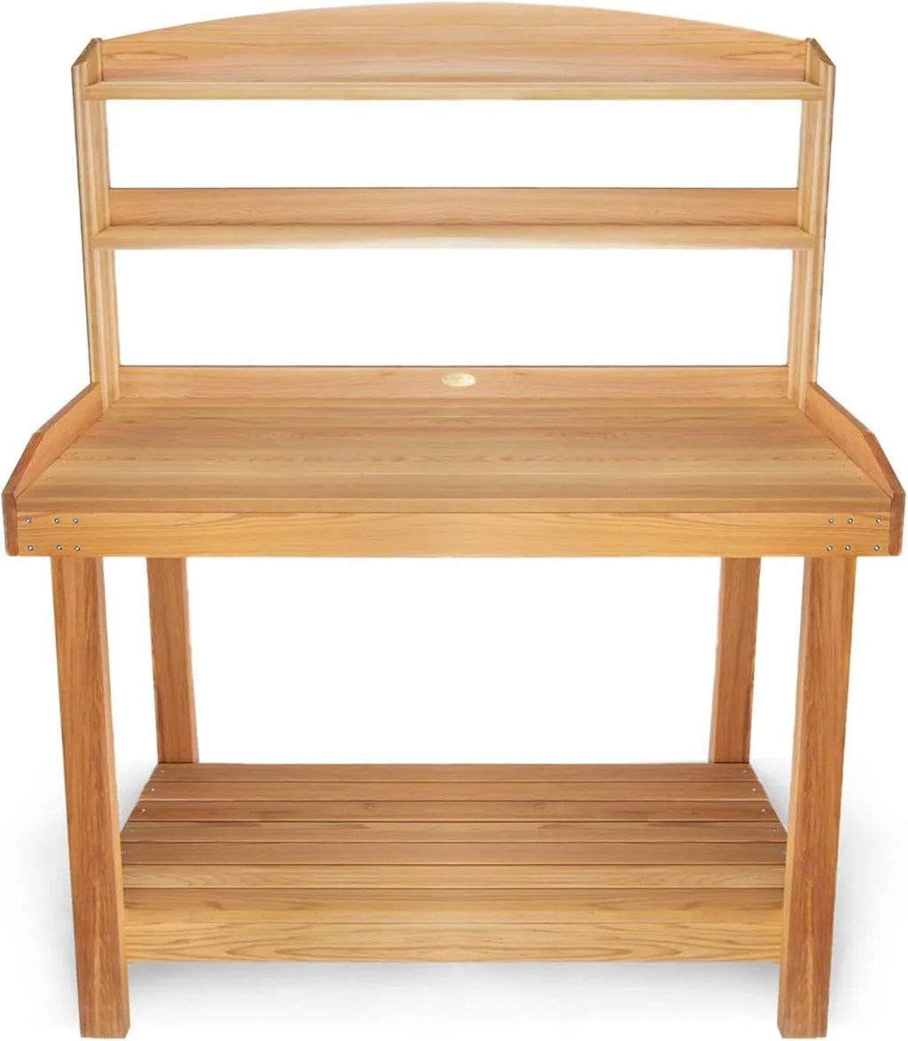 All Things Cedar Deluxe Potting Bench, Outdoor Garden Workstation Table, 24" D x 47.5" W x 61" H