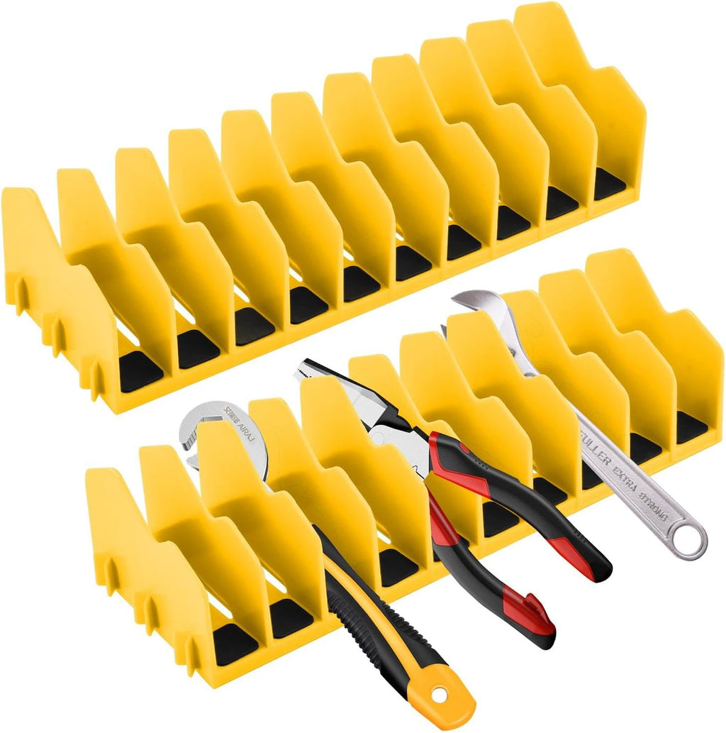2 Pack Pliers Organizer Rack, 10 Slots Pliers Cutters Organizer Rack Plastic Tool Organizers Space Saving Tool Drawer Toolbox Organizers for Tools Box Storage(COLOR:yellow)