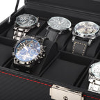 Watch Box for Men, 12 Slot Watch Case, Men's Jewelry Box With Drawer, Man Jewelry Accessory Organizer Case with Large Window, 2-Layer Watch Holder, PU Leather, Fathers Day Gift for Dad