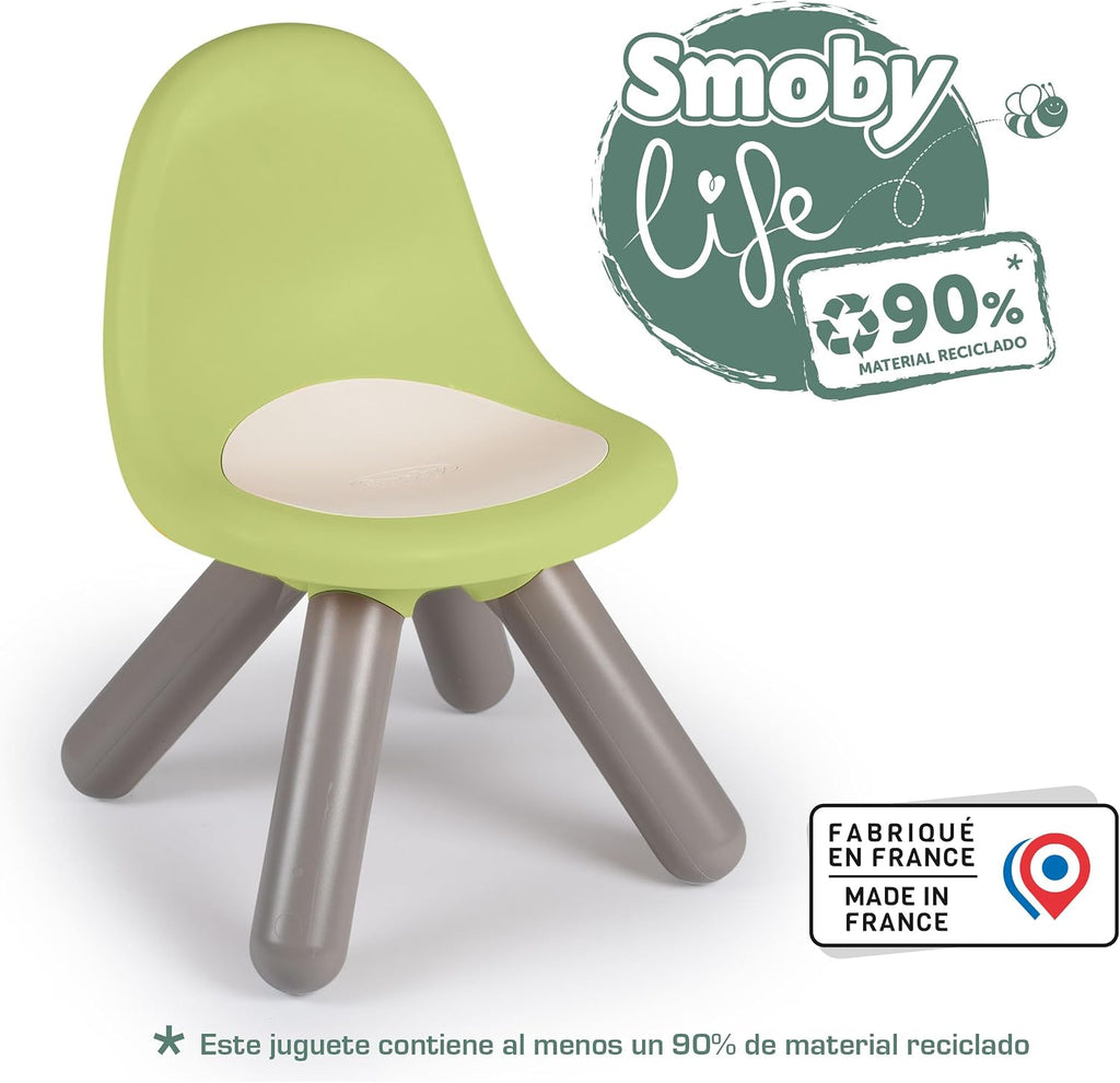 Smoby Life - Children's chair in green - Indoor and outdoor use - Anti-UV coating - Recycled material - From 18 months - Made in France