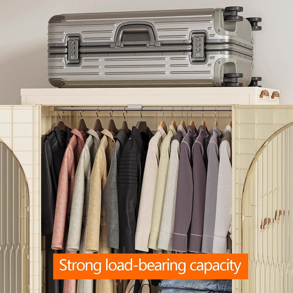 Heavy Duty Clothes Rack - Portable Foldable Wardrobe with Hanging Space on Wheels for Bedroom, Dorm, or Laundry Room Use, 81x50x139cm