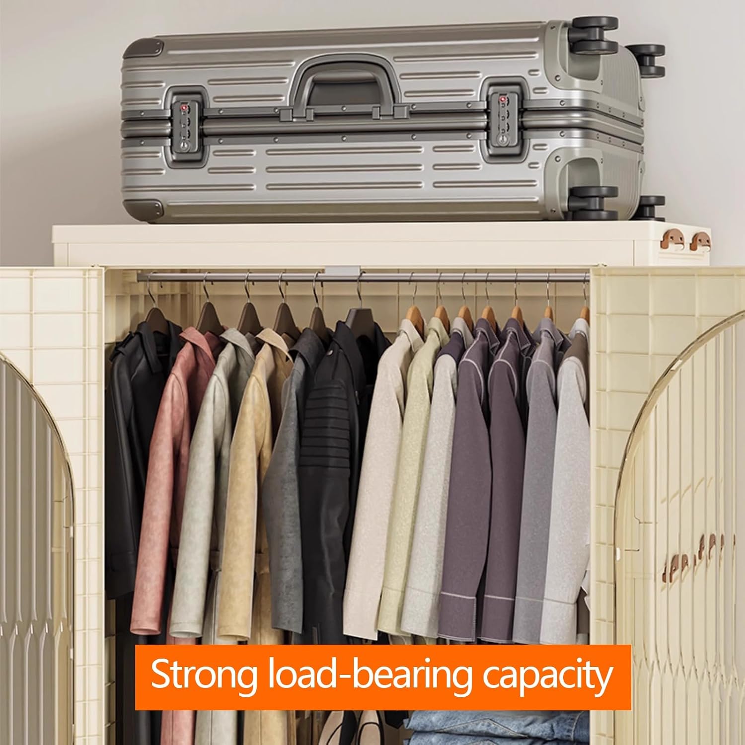 Heavy Duty Clothes Rack - Portable Foldable Wardrobe with Hanging Space on Wheels for Bedroom, Dorm, or Laundry Room Use, 81x50x139cm